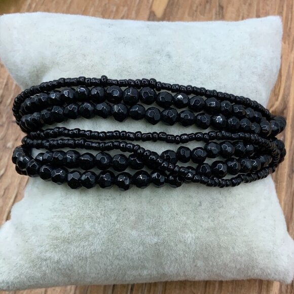 Premier Designs Black Multi Strands Beaded Layered Bracelet - Picture 1 of 5